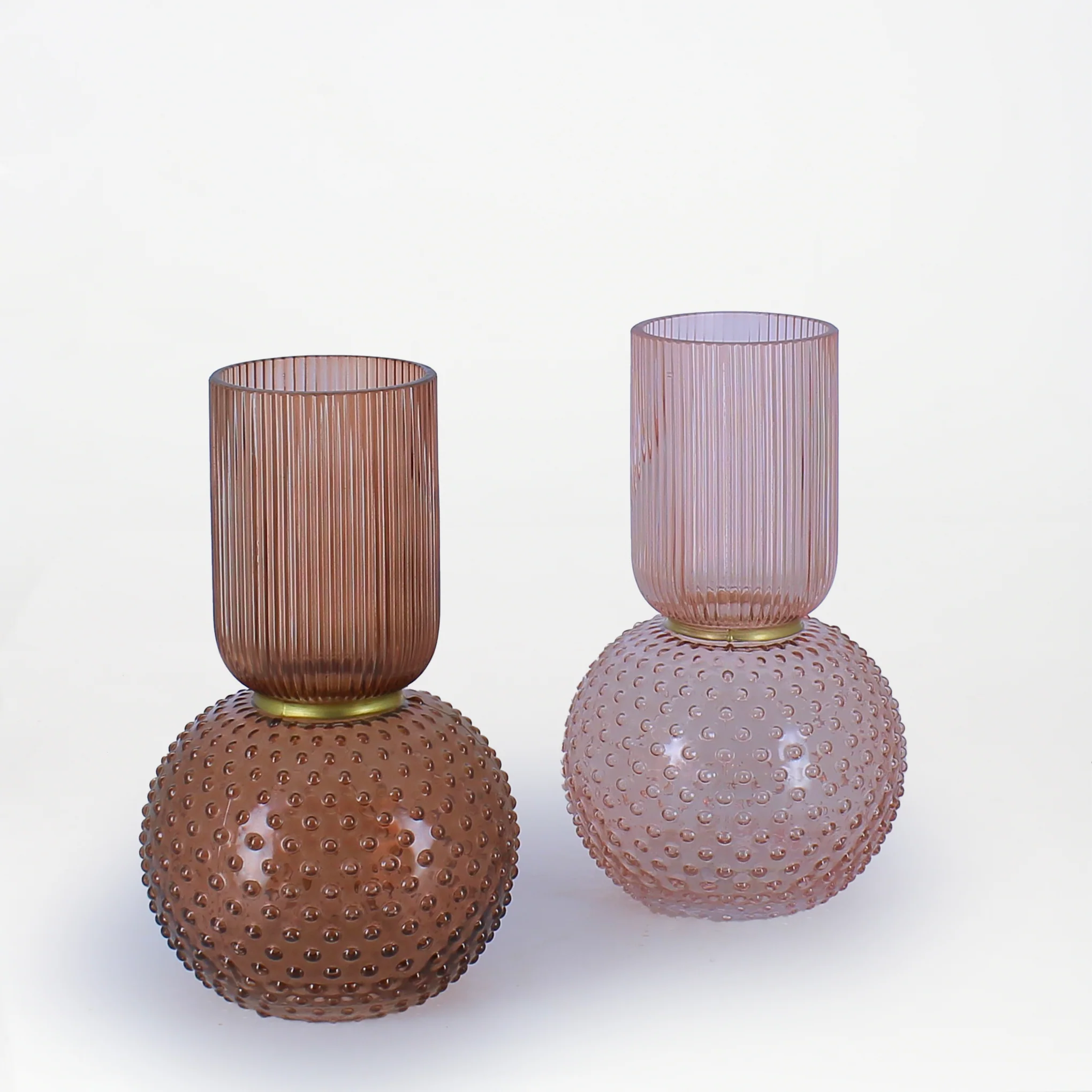 Rosé and Bubble Ribbed Vase Duo