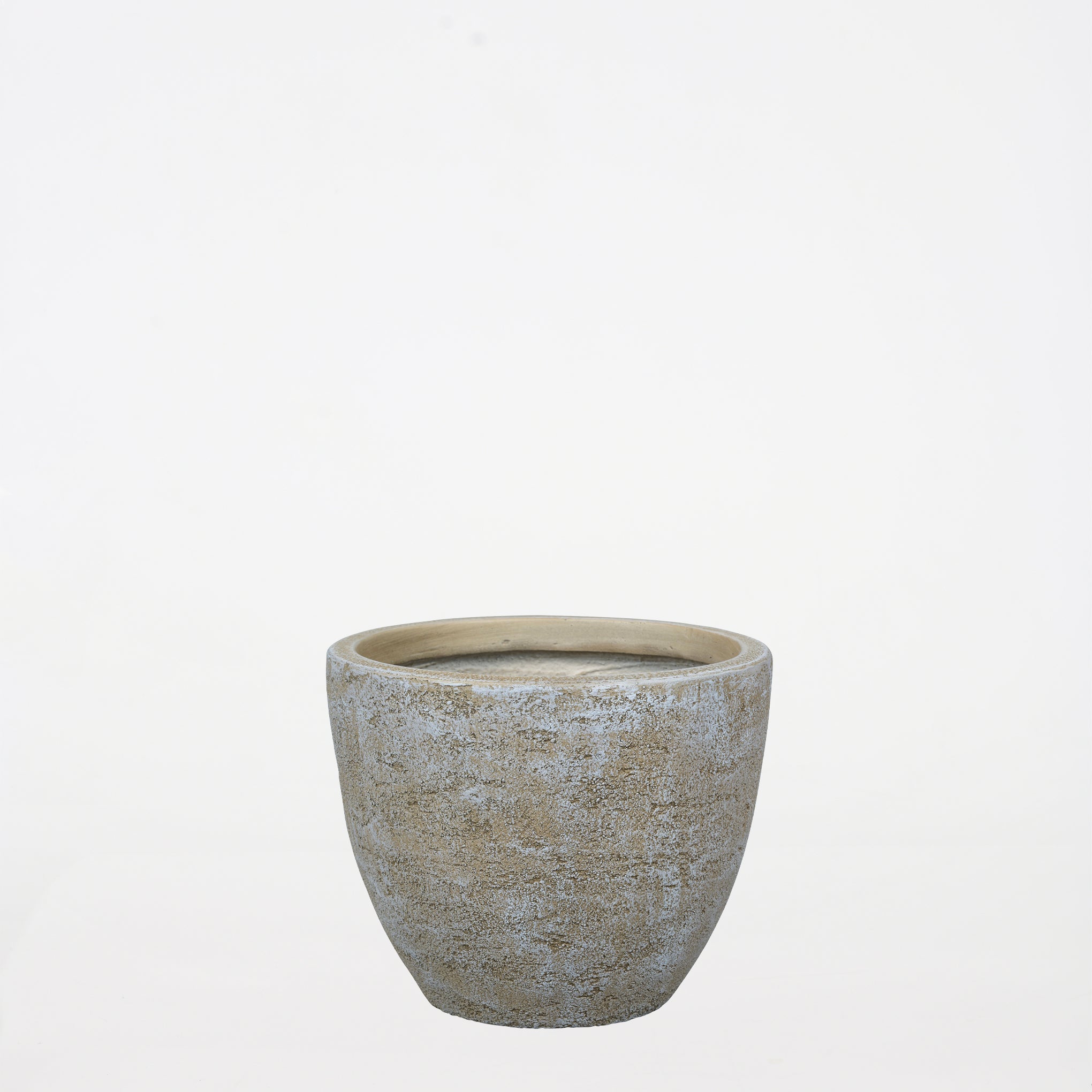 Round Textured Cement Planter – Brown