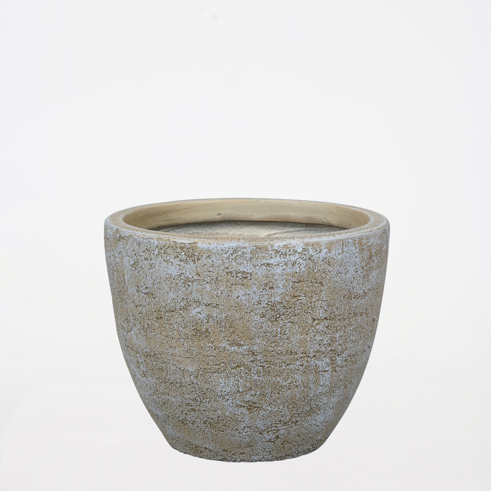 Round Textured Cement Planter – Brown - Image 3