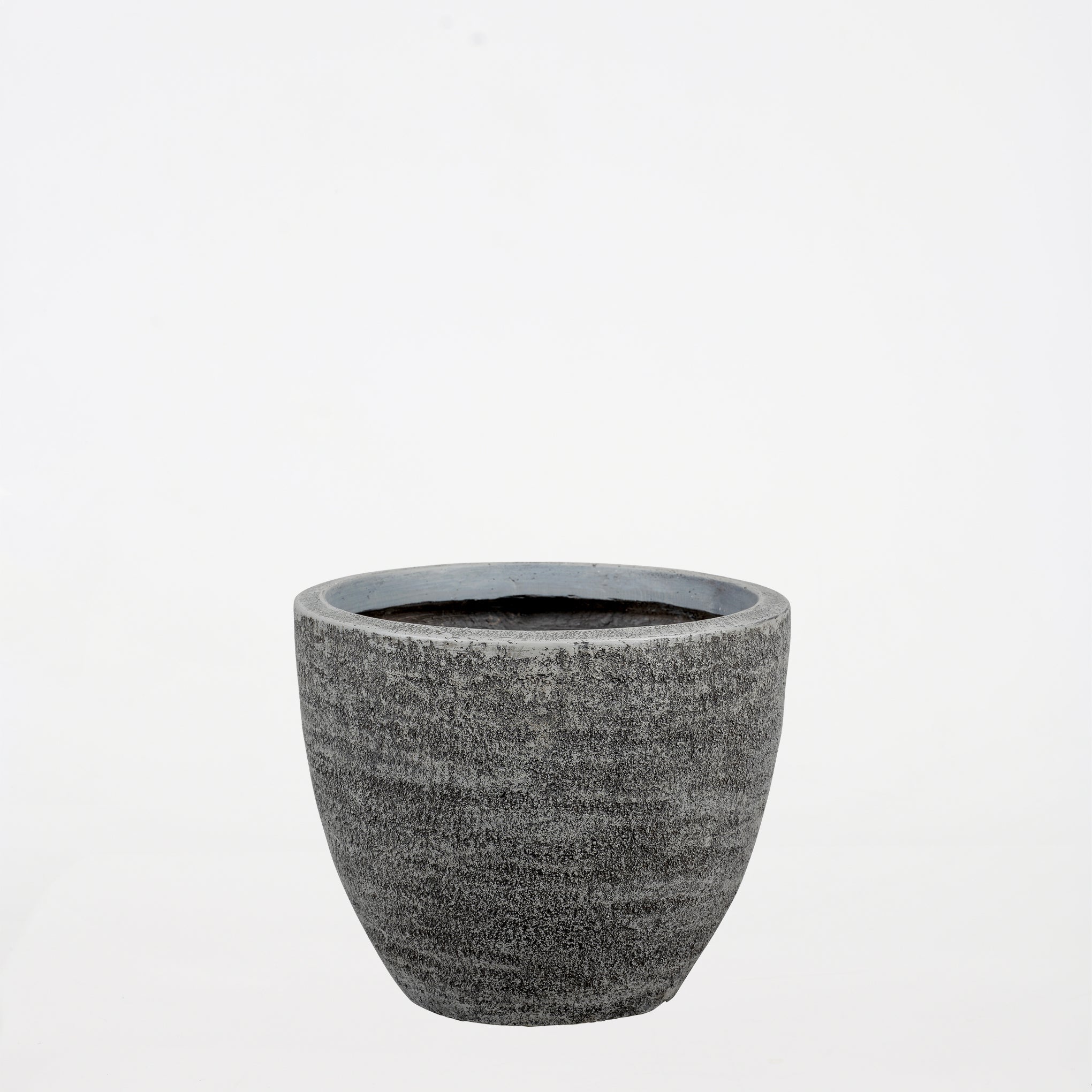 Round Textured Cement Planter - Grey - Image 2