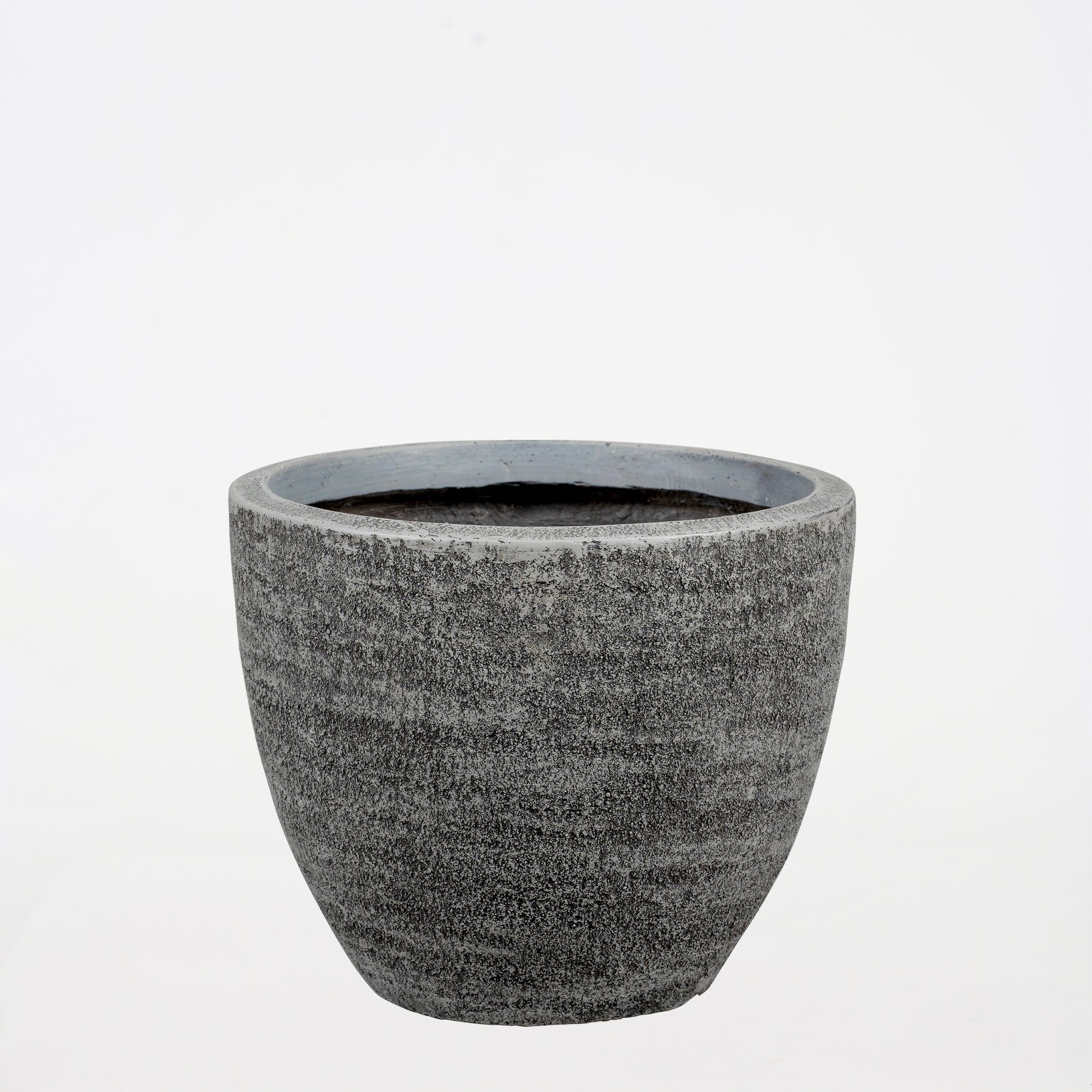 Round Textured Cement Planter - Grey - Image 3