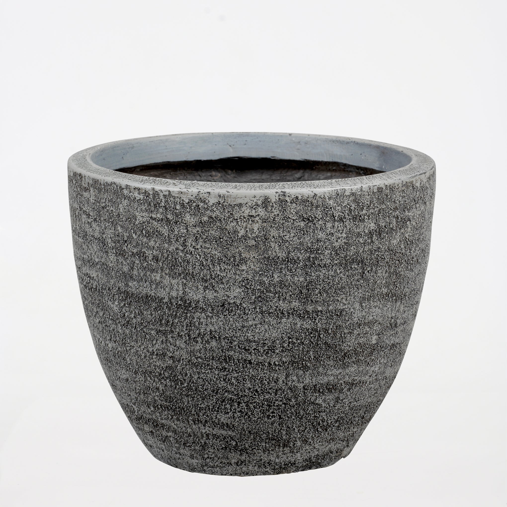 Round Textured Cement Planter - Grey - Image 4