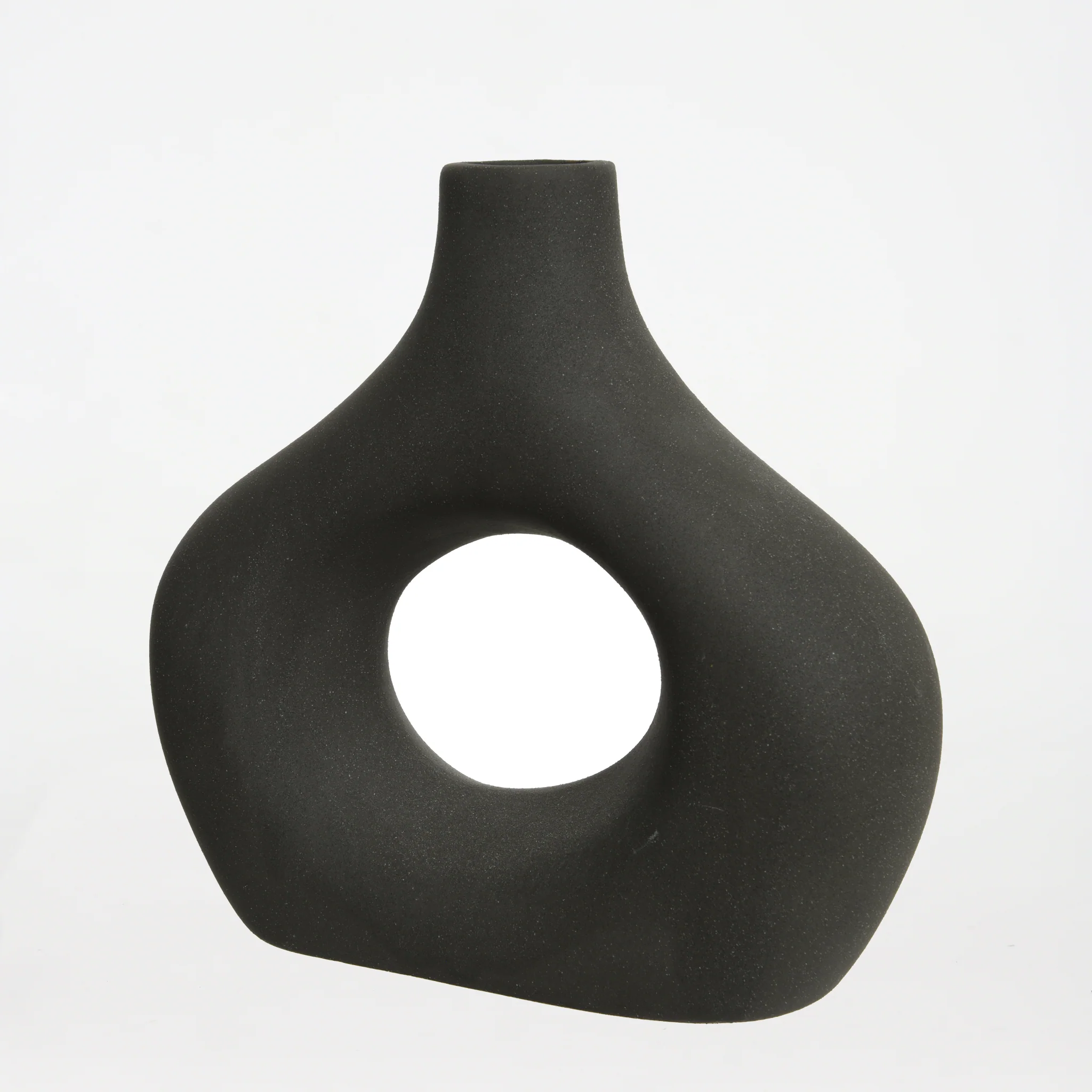 Vase Porcelain Irregular Black